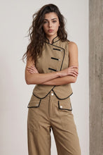 Load image into Gallery viewer, Contrast Pipping Wrap Woven Top