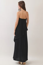 Load image into Gallery viewer, Washed Poly Silk Diagonal Strapless Maxi Dress