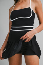Load image into Gallery viewer, Scuba Contrast Trim Strappy Pleated Skort Dress