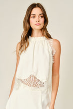 Load image into Gallery viewer, Ruffle Neck Lace Detail Sleeveless Top