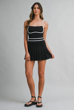Load image into Gallery viewer, Scuba Contrast Trim Strappy Pleated Skort Dress