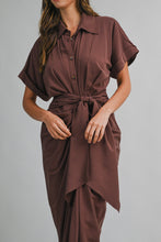 Load image into Gallery viewer, Short Sleeve Midi Tied Detailed Dress