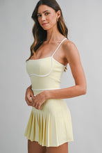 Load image into Gallery viewer, Scuba Contrast Trim Strappy Pleated Skort Dress