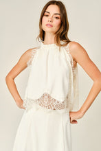 Load image into Gallery viewer, Ruffle Neck Lace Detail Sleeveless Top