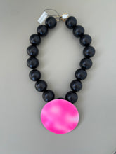 Load image into Gallery viewer, Wooden Black And Neon Disk Necklace