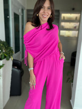 Load image into Gallery viewer, Matte Crepe Asymmetrical Off Shoulder Jumpsuit