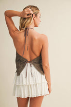 Load image into Gallery viewer, Zigzag Eyelet Halter Crop Top