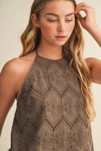 Load image into Gallery viewer, Zigzag Eyelet Halter Crop Top