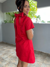 Load image into Gallery viewer, Back Bow Tie Mini Dress