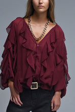 Load image into Gallery viewer, All Over Ruffle Blouse