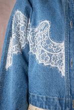 Load image into Gallery viewer, Lace Trim Dolman Denim Jacket