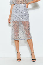 Load image into Gallery viewer, Sequin Embroidered Mesh Midi Skirt