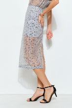 Load image into Gallery viewer, Sequin Embroidered Mesh Midi Skirt