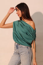 Load image into Gallery viewer, Silk Asymmetrical Drawstring Top