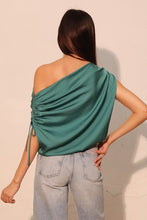 Load image into Gallery viewer, Silk Asymmetrical Drawstring Top