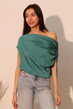 Load image into Gallery viewer, Silk Asymmetrical Drawstring Top