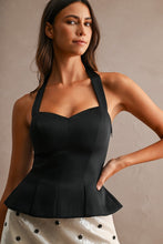 Load image into Gallery viewer, Solid Sweetheart Neckline Halter Peplum Top