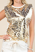 Load image into Gallery viewer, Gold Cheetah Muscle Tank Top