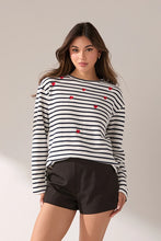 Load image into Gallery viewer, Heart Embroidered Stripe T Shirt