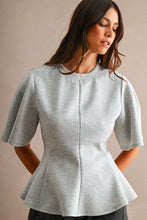 Load image into Gallery viewer, Scuba Round Neck Peplum Hem Top