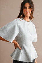 Load image into Gallery viewer, Scuba Round Neck Peplum Hem Top