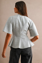 Load image into Gallery viewer, Scuba Round Neck Peplum Hem Top