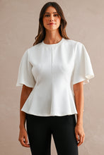 Load image into Gallery viewer, Scuba Round Neck Peplum Hem Top