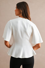 Load image into Gallery viewer, Scuba Round Neck Peplum Hem Top