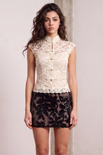 Load image into Gallery viewer, Mandarin Collar and Frog Closure Front Lace Top