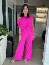 Load image into Gallery viewer, Matte Crepe Asymmetrical Off Shoulder Jumpsuit