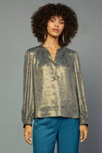 Load image into Gallery viewer, Metallic Foil Long Sleeve Blouse