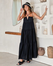 Load image into Gallery viewer, Strappy Tiered Poplin Maxi Dress
