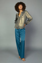 Load image into Gallery viewer, Metallic Foil Long Sleeve Blouse