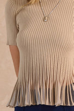 Load image into Gallery viewer, Short Sleeve Sweater Sheer Peplum Top
