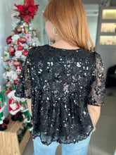 Load image into Gallery viewer, Short Sleeve Deep V Neck Sequin Top
