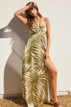 Load image into Gallery viewer, Palm Fronds Halter Neck Maxi Dress
