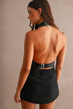 Load image into Gallery viewer, Faux Leather Fitted Halter Front Zipper Top
