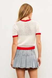 Short Sleeve Sweater Ringer Top