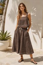 Load image into Gallery viewer, Linen Stitch Top and Midi Skirt Set
