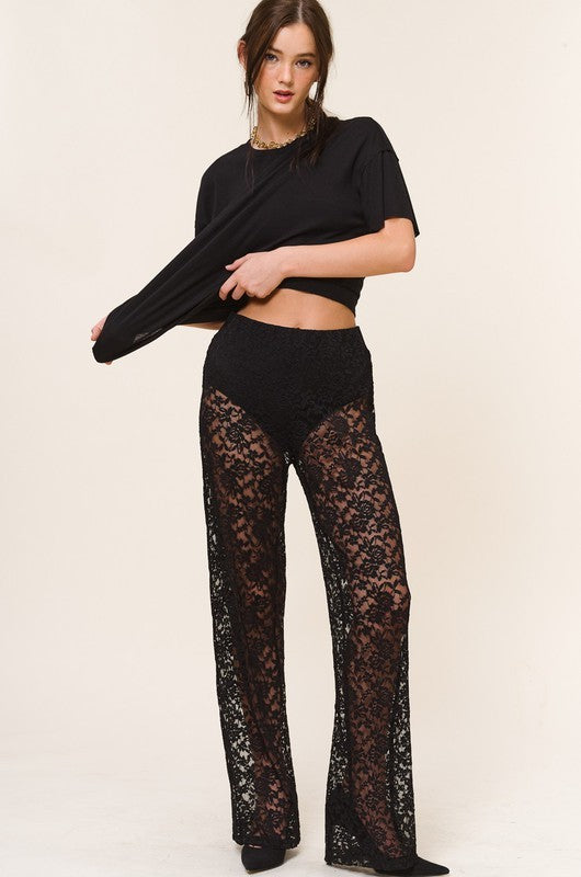 Lace Pants With Elastic Band