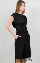 Load image into Gallery viewer, Mesh and Knitted Top with Shoulder Pads
