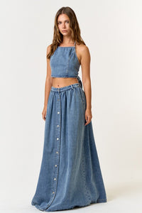 Denim Top And Maxi Skirt