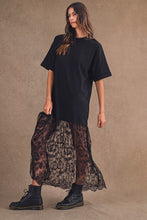Load image into Gallery viewer, Oversized Shirt Sheer Lace Skirt Mix Maxi Dress
