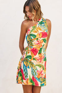 One Shoulder Ruched Mini Dress
