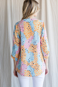 Colorful Print Collarless Top