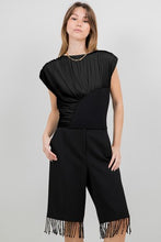 Load image into Gallery viewer, Mesh and Knitted Top with Shoulder Pads
