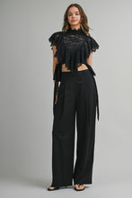 Load image into Gallery viewer, Sheer Floral Lace Mock Neck Cropped Blouse
