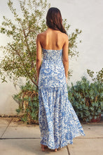 Load image into Gallery viewer, Porcelain Paisley Strapless Drop Waist Maxi Dress
