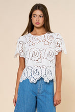 Load image into Gallery viewer, Floral Eyelet Short Bell Sleeve Top
