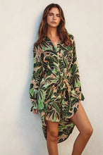 Load image into Gallery viewer, Tropical Leaves Print Shirt Dress
